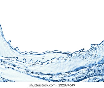 Blue Water Splash Isolated On White Background