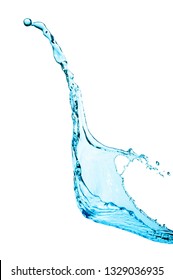 Agua azul, salpicaduras de agua aisladas sobre fondo blanco