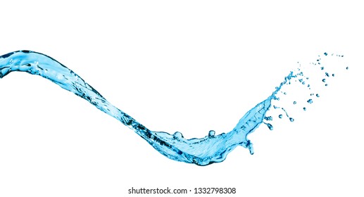 Blue water, water splash isolated on white background - Shutterstock ID 1332798308