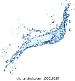blue water splash isolated on white background - Shutterstock ID 133618520