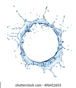blue water splash isolated on white background - Shutterstock ID 496412653