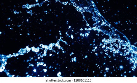 blue water splash on dark background for abstract water concept