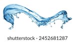 Blue water splashing on a backdrop. High quality photo. PNG