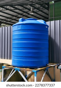 Blue water tank industrial building 