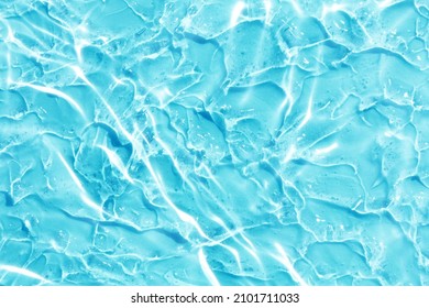 Blue Water Wave Abstract Or Pure Natural Bubble Texture, Gel Soap, Background Photography