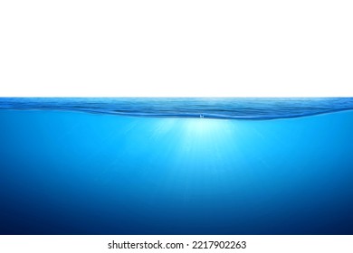 Blue water wave and bubbles isolated on white background. blue water surface with splash, waves and air bubbles to clean drinking water. Can be used for graphic designing, editing, putting on products - Powered by Shutterstock
