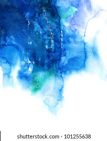 Blue watercolor abstract hand painted background - Shutterstock ID 101255638
