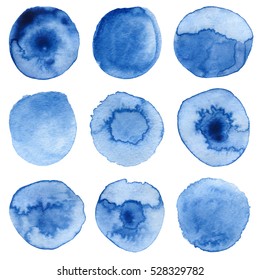 Blue Watercolour Circle Set On White Backgrownd