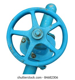 Blue Wheel Valve With Pipe (isolated With Clipping Path)