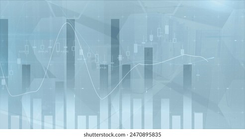 Blue and white background displaying graphs and data points. Showing financial analysis or market trends in technology sector - Powered by Shutterstock