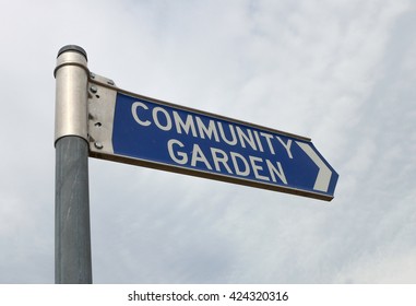 Blue And White Community Garden Sign