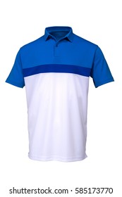 Blue And White Golf Tee Shirt For Man On White Background