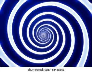Blue and white hypnotic whirlpool shape