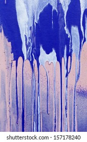 Blue And White Paint Dripping Detail For Background Or Texture