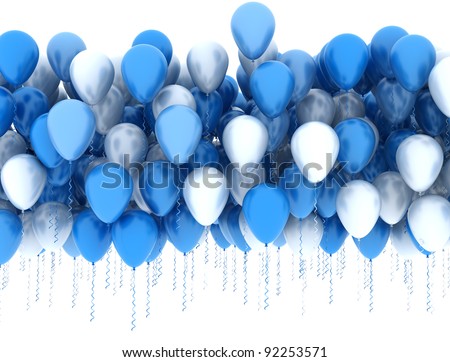 Blue and white party balloons