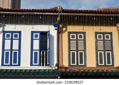 Blue and White Shutters with Black and Tan Shutters, Kampong Glam