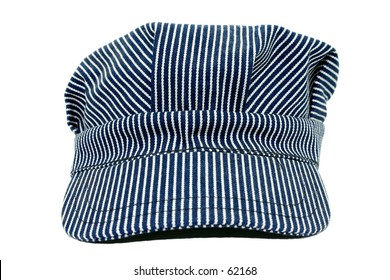 Blue and white striped conductors hat.  Used.