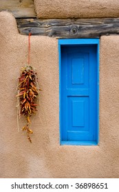 Blue window and Red Pepper Ristra - Shutterstock ID 36898651