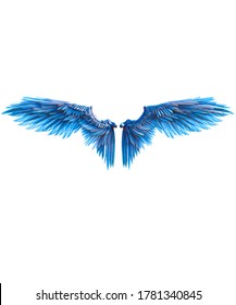 Blue Wings On White Background