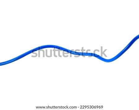 blue wire cable of usb and adapter isolated on white background.Electronic Connector.Selection focus.Clipping path.
