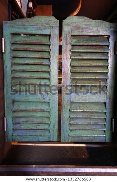 Blue Wooden Door Bar Western Style Stock Photo Edit Now 1332766583