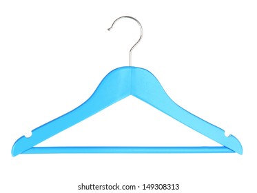 Blue Wooden Hanger Isolated On White