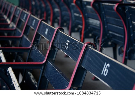 Blue Wooden Stadium Seats