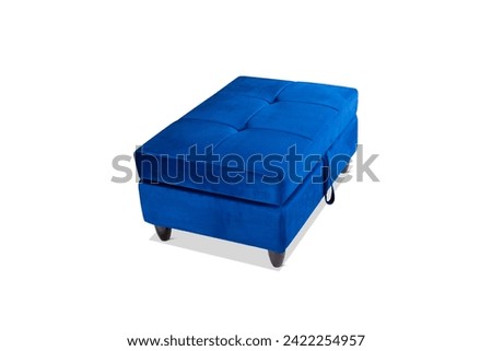 Blue wooden storage box isolated on white b ackground