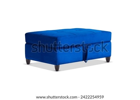 Blue wooden storage box isolated on white b ackground
