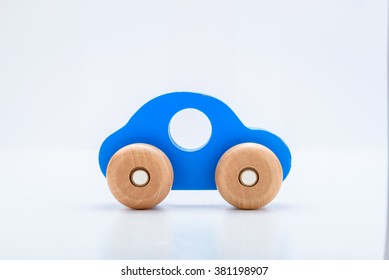 Blue Wooden Toy Car