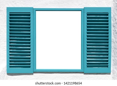 Blue wooden window with open shutter.  - Powered by Shutterstock