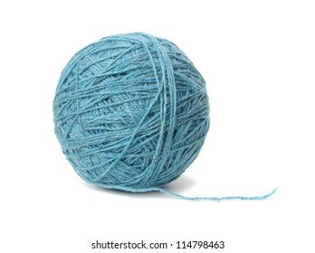 Blue wool on a white background.