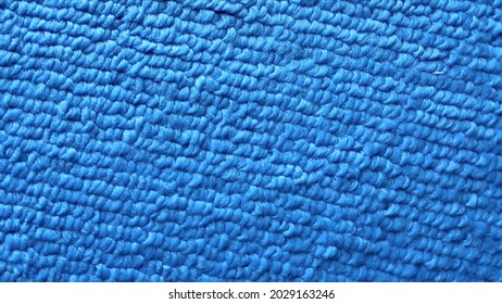 Blue Woolen Fabric. Macro Photography. Fabric Texture.