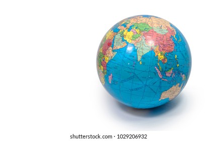 Blue World globe with white background.