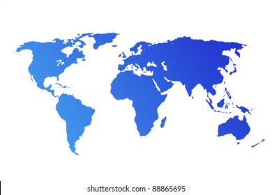 Blue World Map isolated on white background