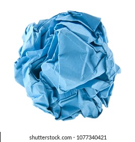 Blue Wrinkled Paper Isolated On White Background