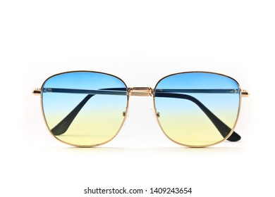 blue   yellow gradient color eyeglasses isolated the white background