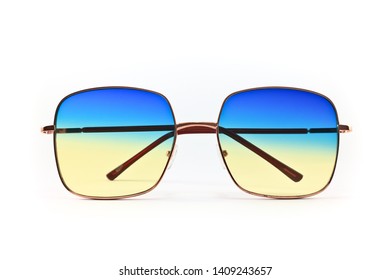blue   yellow gradient color eyeglasses isolated the white background