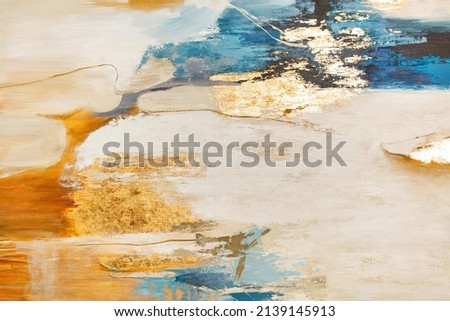 Blue, yellow, turquoise and beige in an avant-garde abstract color pattern.