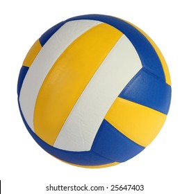blue, yellow Volley-ball ball on a white background