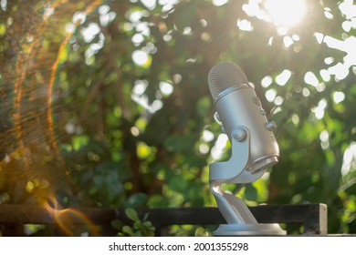 Blue Yeti Mic Condenser In The Morning With Natural Green