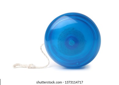 Blue yo-yo toy on white background