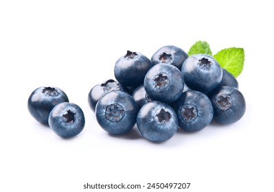 Blueberries isolated on white backgrounds. Billberry