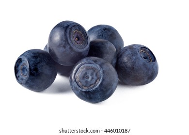 Blueberries On A White Background. Closeup Bilberry. Isolated