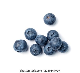 Blueberries pile isolated. Blueberry, forest blue berry, scattered bluberry, bilberry, fresh blueberries, huckleberry on white background top view