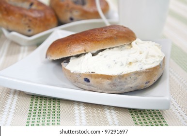 Blueberry Bagel With Cream Cheese