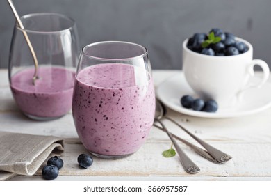 Blueberry Banana Pomegranate Smoothie In A Glass