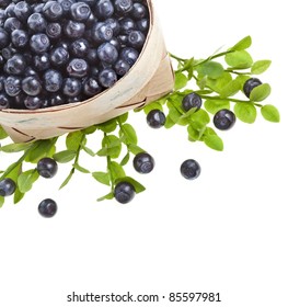 Blueberry In The Basket Isolated On White
