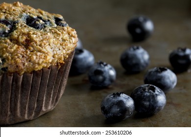 Blueberry Bran Muffin With Blueberries