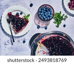 Blueberry cheesecake with fresh berries